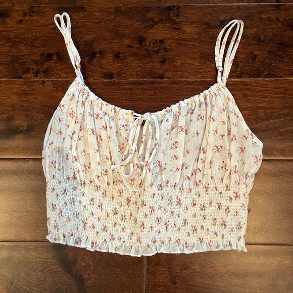 Cotton Candy L.A. White Floral Cropped Top - Picture 1 of 2